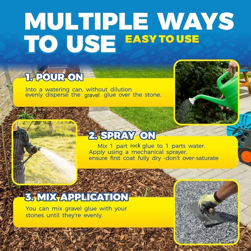 TTDMK Make 166oz Rock Glue for Landscaping, Concentrated Mulch Glue, Gravel Binder for Pea Gravel, Bark, Waterproof Clear Outdoor Mulch Anchor, Stone Stabilizer for Paths, Patios, Driveways & Garden Border - Image 4